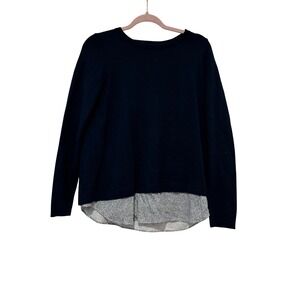 Boden sweater sz S merlino wool navy blue split back sweater lagenlook style K